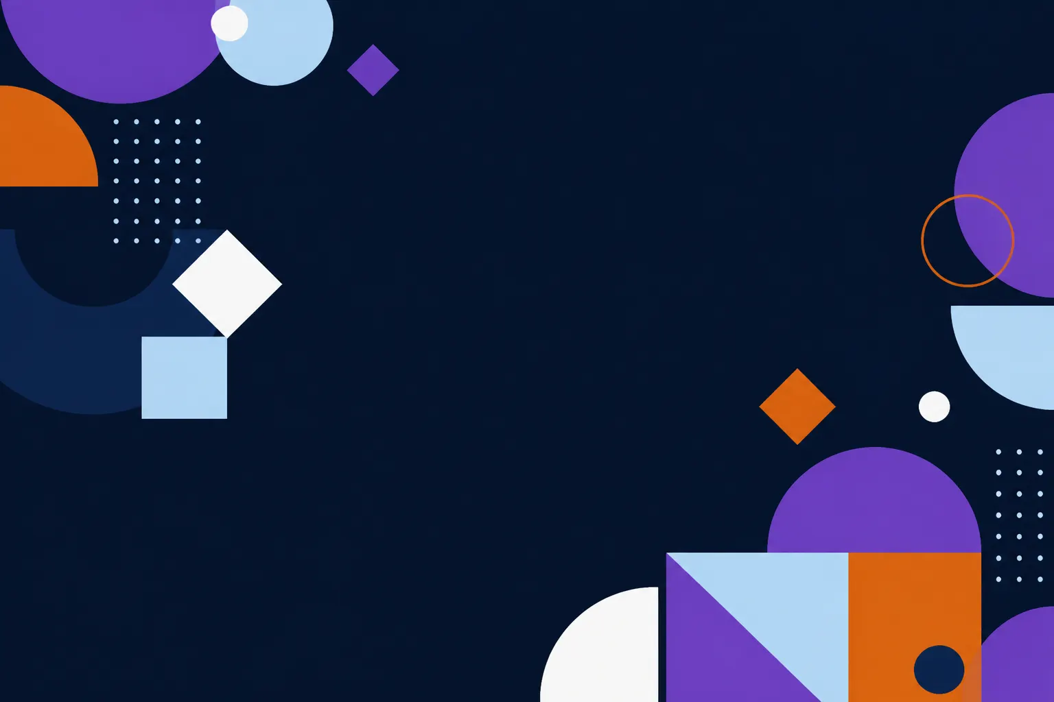Abstract geometric cover in navy, ice blue, and orange